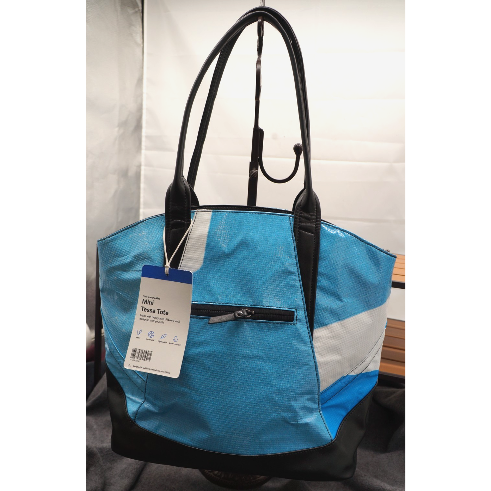 Nwt Rareform Mini Tessa Tote Bag Blue / White Recycled Billboard Vinyl — image 4 of 8
